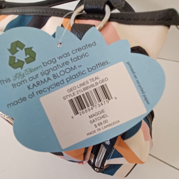 Lily Bloom Satchel Bag Purse Shoulder Large Geometric Womens NWT - Picture 8 of 10